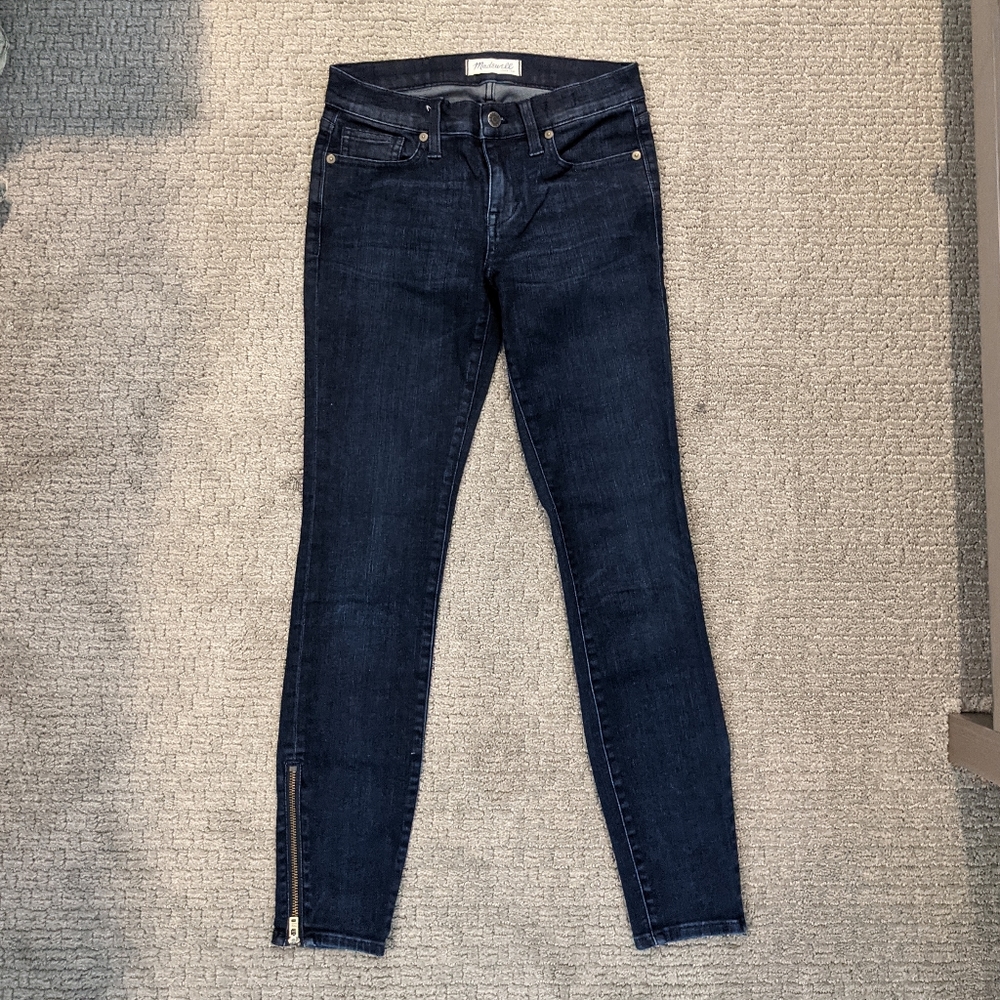 Madewell Dark Blue Skinny Jeans Zip Ankles 25